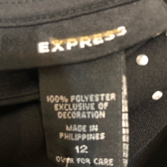 Express size 12 black one shoulder dress silver studded ,silver mesh detail - Picture 6 of 16